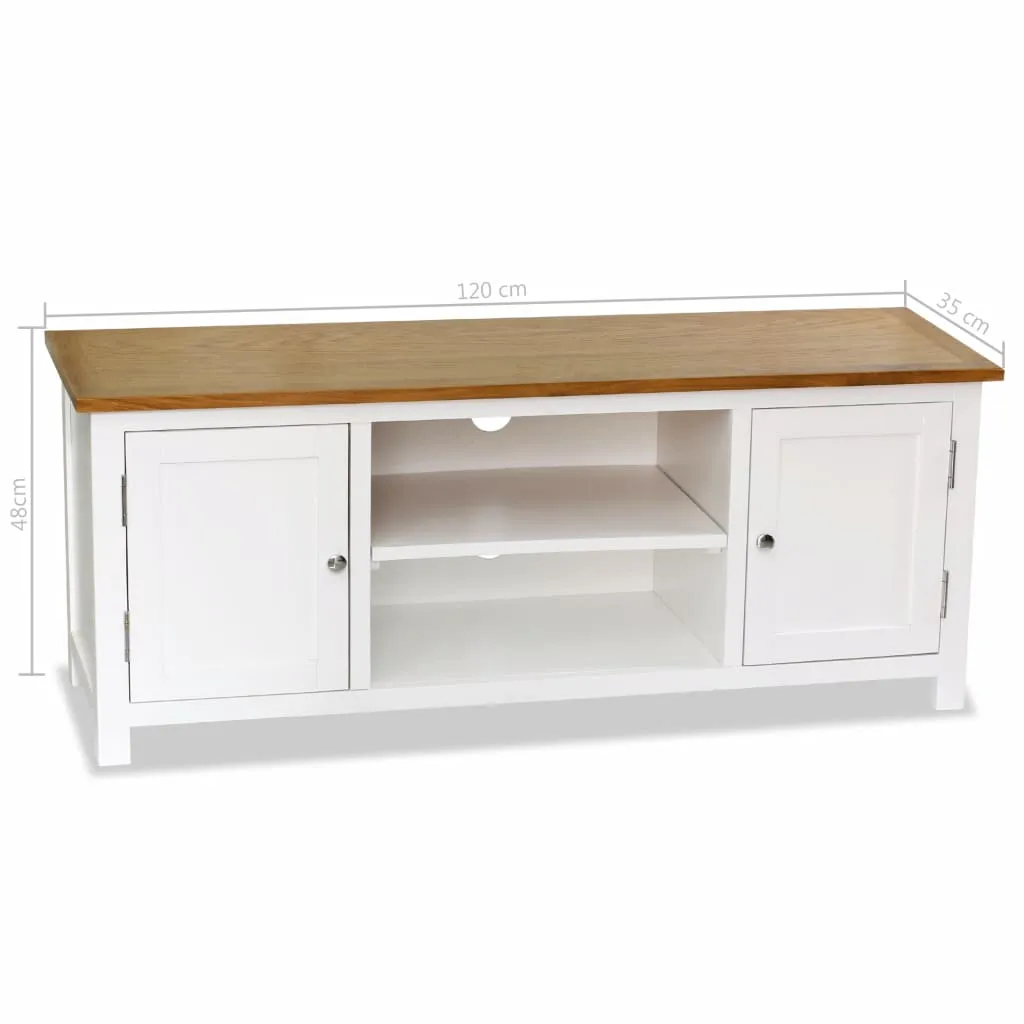 vidaXL TV Cabinet 120x35x48 cm Solid Oak Wood