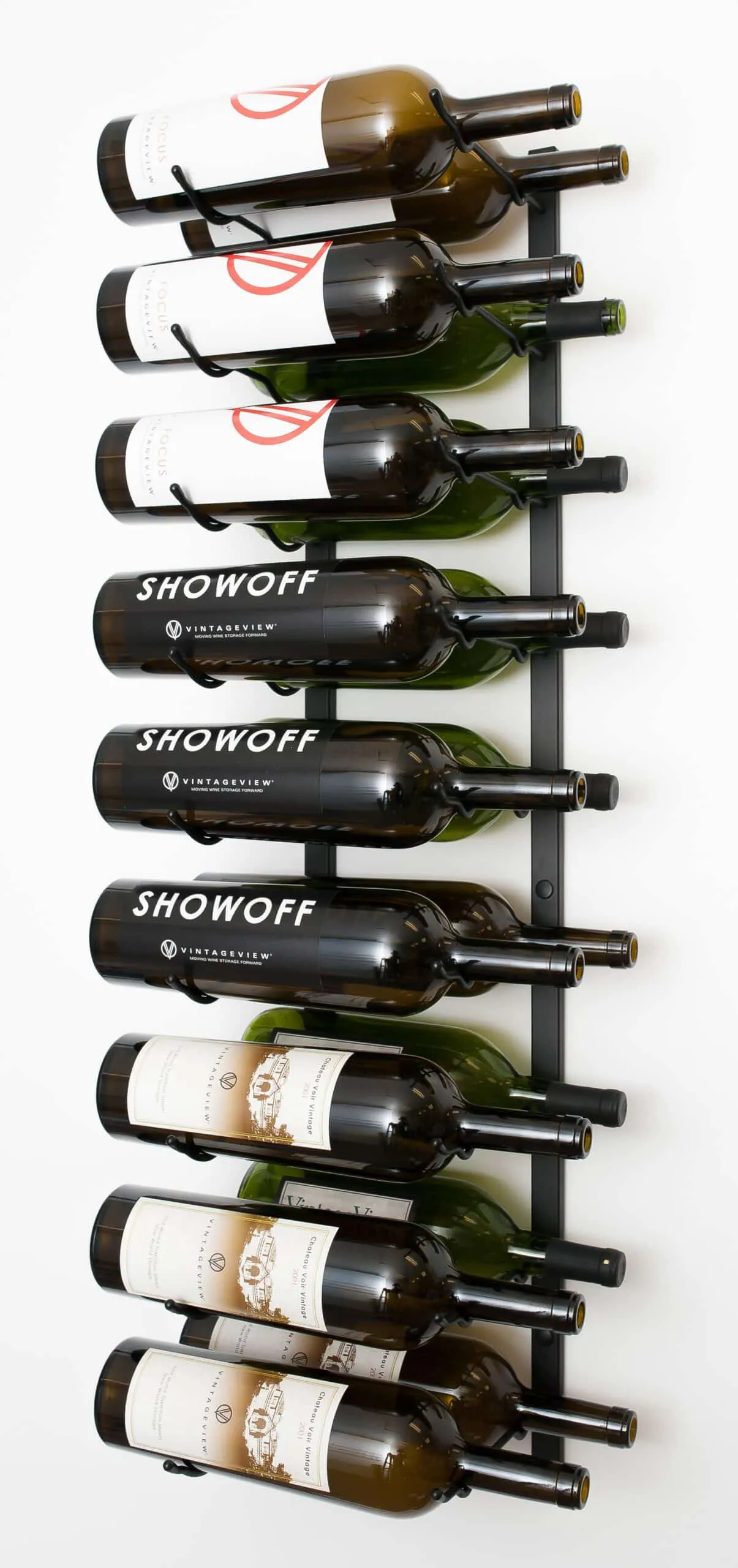 W Series Mag Rack 9 Bottles Tall (wall mounted bottle storage for magnums and champagnes)