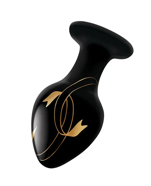 (wd) Secret Kisses 3.5in Glass Black & Gold