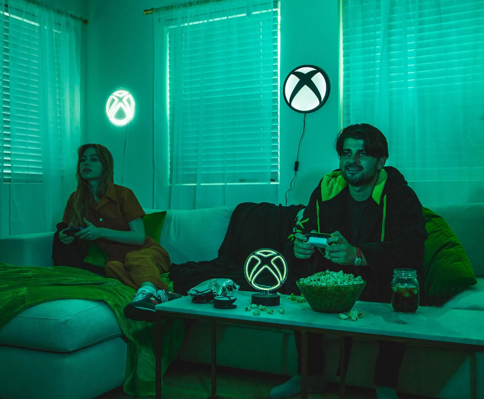 Xbox Logo Battery-Powered White Neon Desk Lamp Light | 9 Inches Tall